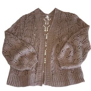 Wish List Chunky Knit Pointelle Cardigan Sweater Women's S/M Lavender